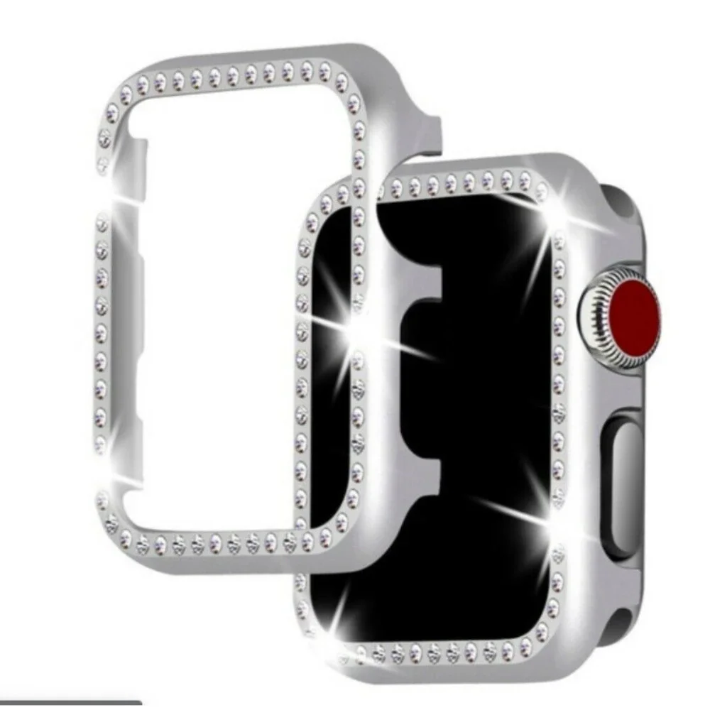 40mm Silver Women's Bling Crystal Diamonds Case For Apple Watch L195